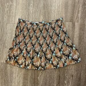 Buffalo David Bitton Lisinda Pleated Mini Skirt‎ Sz Medium Boho Floral Print EUC